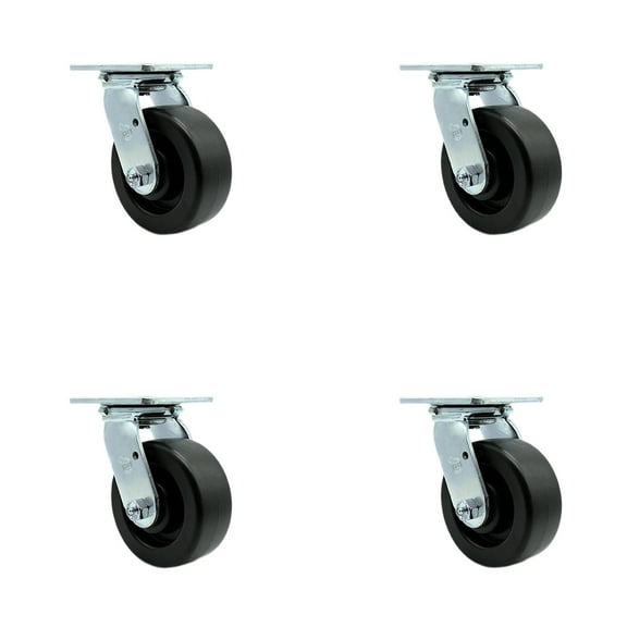 5 Inch Polyolefin Wheel Swivel Caster Set with Ball Bearing Service Caster Brand