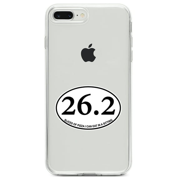 DistinctInk Clear Shockproof Hybrid Case for iPhone 7 PLUS / 8 PLUS (5.5" Screen) TPU Bumper Acrylic Back Tempered Glass Screen Protector - 26.2 - Slices of Pizza In a Sitting