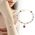 thumbnail image 5 of Love Heart Bracelet Alloy Adjustable Bangle Bracelets for Womens Gifts Simple Cubic Zirconia Birthstone, 5 of 6