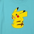 thumbnail image 2 of Girl's Pokemon Pikachu Sitting Portrait Graphic Cropped T-Shirt Blue X Large, 2 of 3