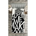 thumbnail image 3 of Ambesonne Black and White Quilted Bedspread Set 2 Pcs, Family House, Twin Size, Black and White, 3 of 3