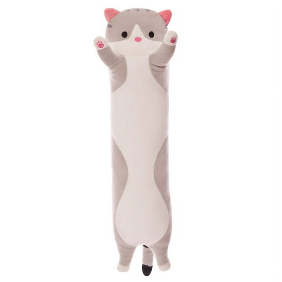 Chockeie Giant Cat Pillow Plush Cartoon Kitty Sleeping Hugging Pillow, Cuddly Soft Long Kitten Body Pillow Doll Cat(Gray, 70cm/ 27.55inch)