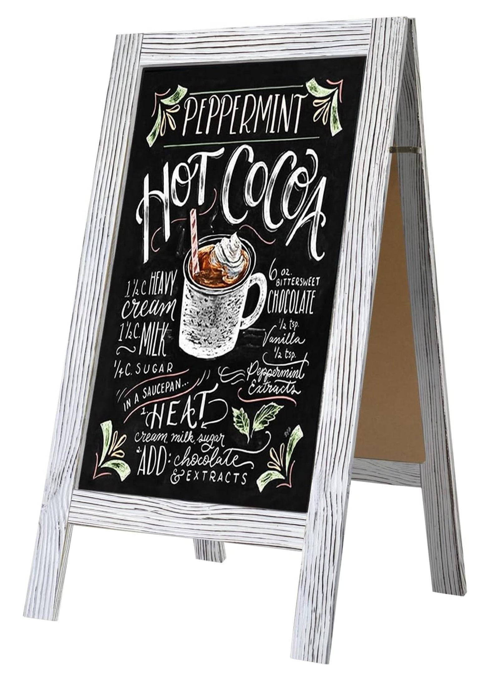 SLSRFD 40x20 Double Sided A-Frame Chalkboard Sign, Folding Wooden Sandwich  Board Easel with Rustic Pine Frame for Outdoor Business, Cafe, Wedding, ..., image size:1571x2181