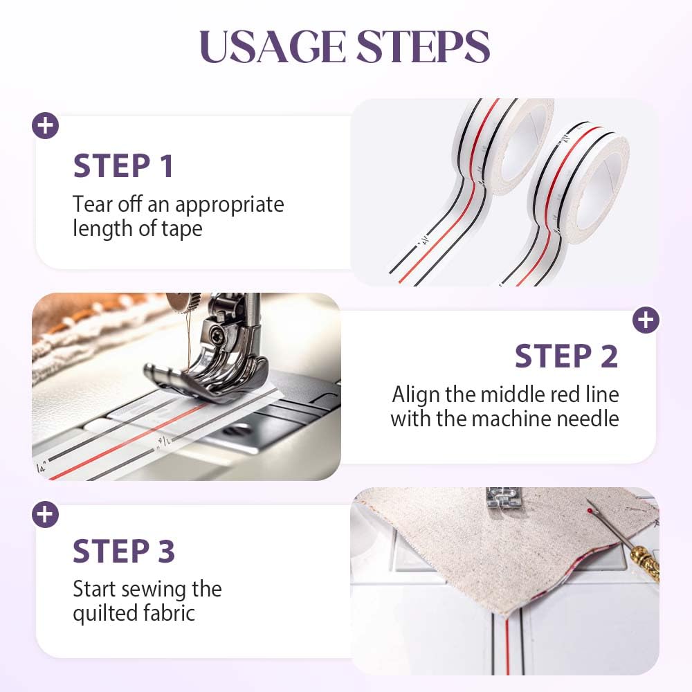 Seam Diagonal Seam Tapes, 2025 New Seam Tape, Multi-Purpose Sewing Tape for Quilting and Stitching, Durable Basting Tapes for Fabric Alignment, Portable for Sewing Machines 10 Yard (6pc)