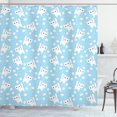 thumbnail image 1 of Ambesonne Cartoon Shower Curtain, AMusing Cat with Yarn, 69"Wx84"L, Cream Blue, 1 of 3
