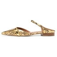 thumbnail image 3 of FSJ Women Comfortable Pointy Close Toe Flat Low heel Sandals Ankle Buckle Strap Slip On Slides Ladies Casual Mules Shoes Size 15 Golden Pattern, 3 of 4