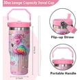 thumbnail image 2 of 30 oz Flamingo Tumbler with Handle, Large Insulated Tumbler with Flip & Straw Coffee Mug Cup Stainless Steel Gifts for Women Men Youth, 2 of 6