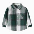 thumbnail image 5 of TOWED22 Toddler Boys Girls Flannel Plaid Shirt Button Down Long Sleeve Jacket Lapel Shacket Coat Tops Casual Outwear,Green,2-3 Y, 5 of 5