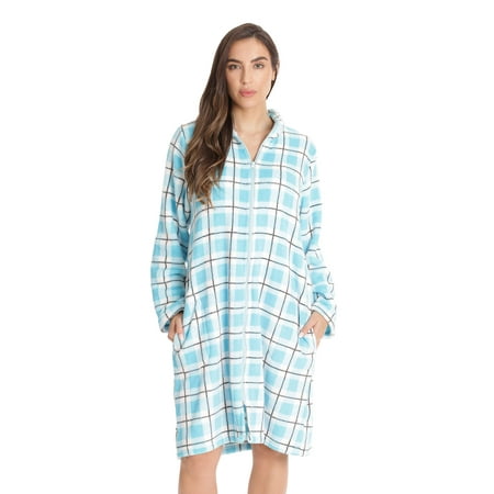 

Just Love Plush Zipper Lounger Robe 6810-10114-1X (Blue Plaid X-Large)