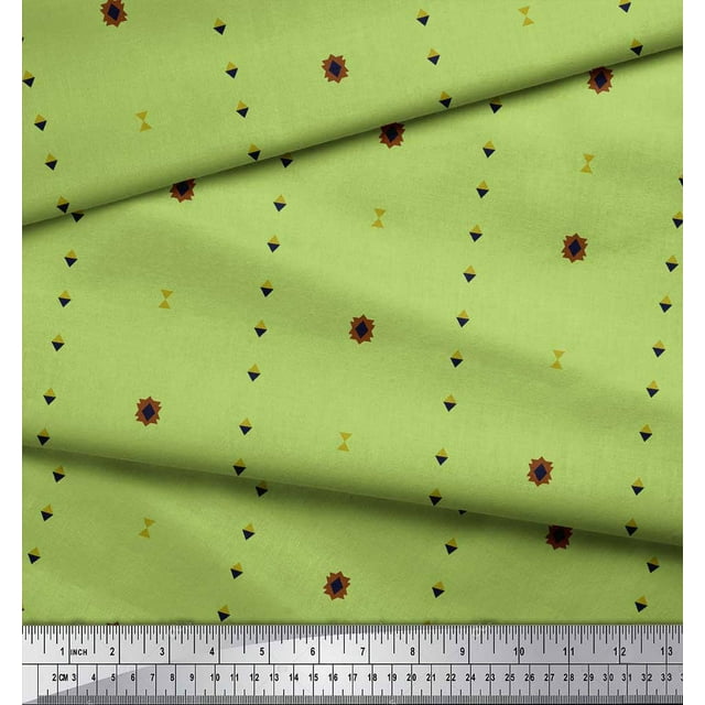 Soimoi Green Rayon Fabric Butidar Jamdani Printed Fabric 1 Yard 56 Inch Wide