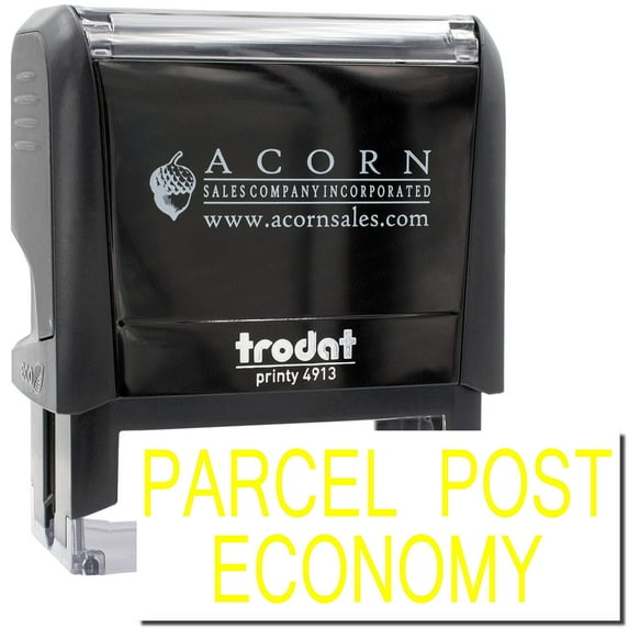 Large Self-Inking Parcel Post Economy Stamp, Trodat Printy 4913, Press and Print Stamping, Impression Size 7/8" x 2-1/4", Up to 10,000 Impressions - Yellow Ink