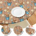 thumbnail image 4 of Brown Highland Cow Bucket Flower Pattern Round Fitted Tablecloth with Elastic Edge,Dining Table Cover Waterproof,Outdoor Round Tablecloth for Camping,Dining,Indoor and Outdoor, 4 of 7