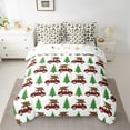 thumbnail image 2 of jejeloiu Chi Christmas Tree Bedding Comforter Set 7 Pieces,Plaid Truck Full Bedding Set,Green Red Fitted Sheet Flat Sheet For Girls Boys,Ultra Soft Home Decor Reversible, 2 of 8
