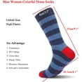 thumbnail image 3 of pares Calcetines de vestir para hombre con estamp de rayas de algodón Funky Happy para calcetines para hombre, 3 of 3