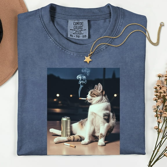 Funny Smoking Cat Meme Shirt, Cigarette Cat Shirt, Gen Z Joke Shirt, Stupid Gift, Cat Lover Gift, Funny Tee, Cool Cat Shirt