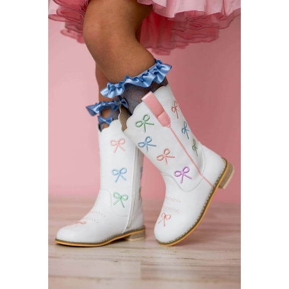 Rodeo Ribbons Bow embroidered girls cowboy boots 8 toddler