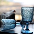 thumbnail image 2 of Blue Wine Glasses set of 6 Colored Glass Water Goblets Vintage 11 Ounces Stemmed Etched Drinking Cup for Wedding Party Machine Wash Non-Slip Cold Drinks, 2 of 7