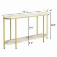 thumbnail image 5 of imerelez 42 inch Console Table 2 Tier Narrow Entryway Table with Storage Shelves Faux Marble Narrow Table for Living Bedroom Hallway Office Easy Assembly, Gold & White, 5 of 8