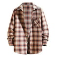 thumbnail image 3 of Men Fashion Square Print Lightweight Breathable Long Sleeve Lapel Shirt Orange 4XL, 3 of 4