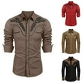 thumbnail image 3 of CENL Mens Long Sleeve Shirts Western Tribal Ethnic Vintage Retro Button Outwear Tops, 3 of 5