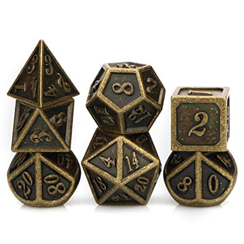 UONUOT 7pcs DND Metal Dice Set with Black Pouches D&D Polyhedral Dice for Dungeons and Dragons Role Playing Dice Games RPGs