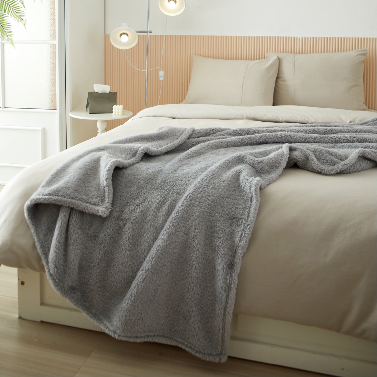 Your Zone Soft, Gray, Oversized, Fuzzy Throw Blanket for Kids, 72 x 50 inches