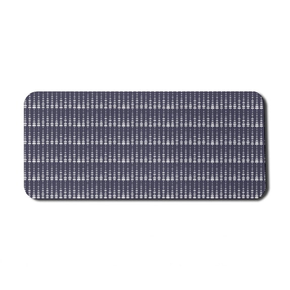 Abstract Computer Mouse Pad, Horizontally Formed Polka Dotted Flows Geometric and Nostalgic Details, Rectangle Non-Slip Rubber Mousepad X-Large, 35" x 15", Dark Indigo and White, by Ambesonne