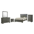 thumbnail image 7 of Modern LED Light King Panel Upholstered Bed Wooden Master Bedroom 5pc Set Gray, 7 of 7