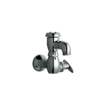 Chicago Faucets Manual Wall Mount Service Sink Faucet with Vacuum Breaker Spout and Loose Key Handle
