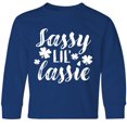 thumbnail image 3 of Inktastic Saint Patrick's Day Sassy Lil' Lassie with Shamrocks Long Sleeve Youth T-Shirt, 3 of 5