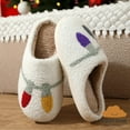 thumbnail image 4 of PacificPlex Womens Smiley Preppy Smile Slippers Retro Cozy Plush (9-10.5, String Lights), 4 of 7