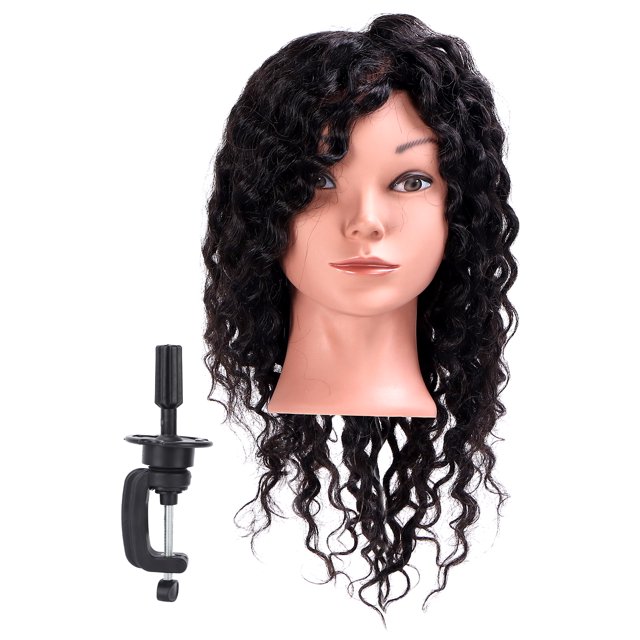 Cabeza De Entrenamiento De Peluquería, Cabello Esponjoso, Rayita Transparente, Fibra De Alta Temperatura, Cabeza De Maniquí De Cabello Sedoso Para El Hogar Para Peluquería Para