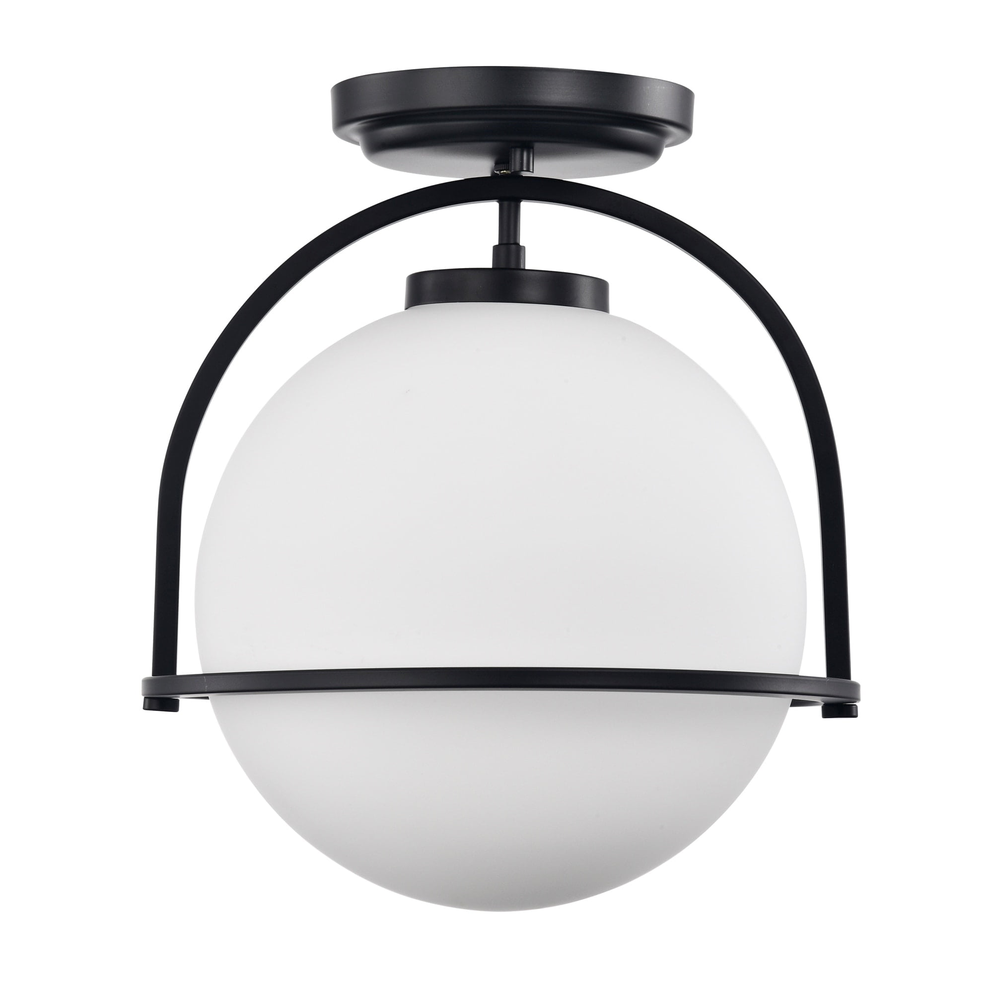 Nuka 12 in. 1-Light Indoor Matte Black Finish Flush Mount with Light Kit