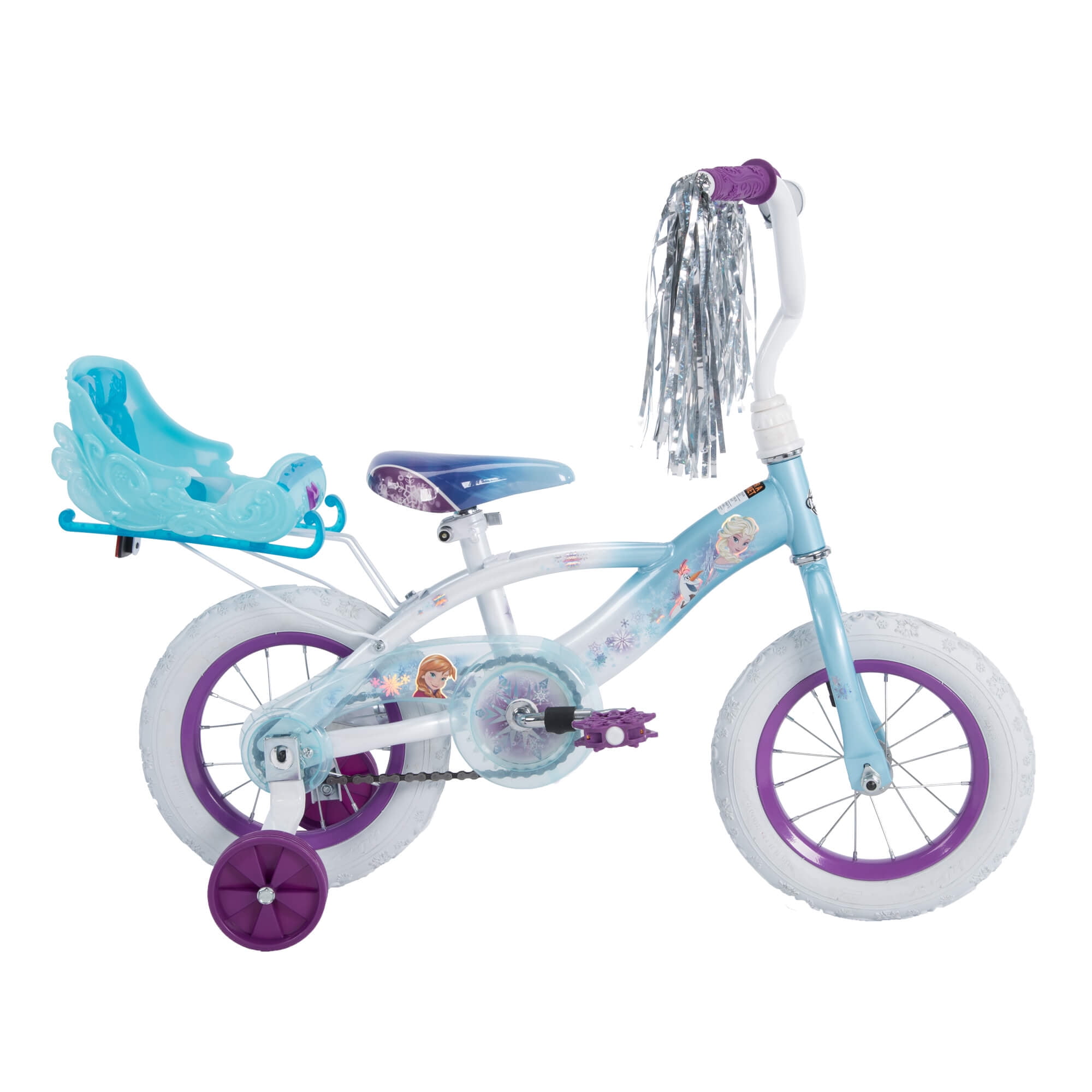 by Huffy Disney Frozen 12" Girls' EZ Build Bike with Sleigh Doll Carrier 