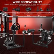 Supllueer Flight Simulator Racing Wheel Stand Cockpit with Triple Multiple Shift Lever Panels Fits Logitech X52 PRO Thrustmaster