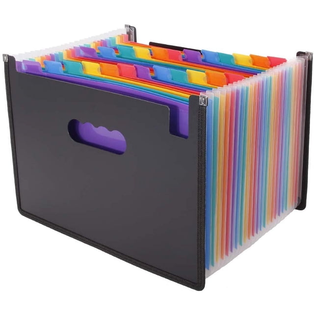 Carpeta de documentos 24 bolsillos Carpeta de archivos expandida Carpeta de compartimento de espacio grande Organizador de archivos Caja de carpetas de archivos Carpeta de acordeón para documentos de Namotu MZQ-0172