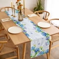 thumbnail image 3 of Table Runner 48 Inches Long for Kitchen Dining, Blue Hydrangea Floral Dresser Scarf Farmhouse, Dining Table Decorations for Wedding/Parties, Spring Butterfly Watercolor Flower 13 x 48 In, 3 of 8