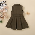 thumbnail image 4 of EnJoCho Toddler Girls Denim Jeans Dress Sleeveless Summer Casual Lapel Collar A-line Pleated Ruffl𝖾 Dress with Belt Toddler Summer Sleeveless 𝖲undress, 4 of 9