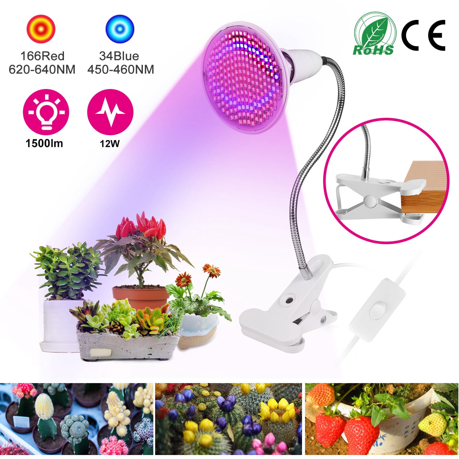 360° E26/E27 LED Grow Light Plant Growing Lamp Indoor Desktop Flowers Herbs FDE 