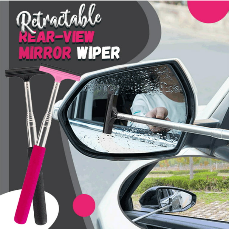 Car Rearview Mirror Wiper, Retractable Auto Mirror Squeegee Cleaner,  Portable Long Handle Car Window Squeegee