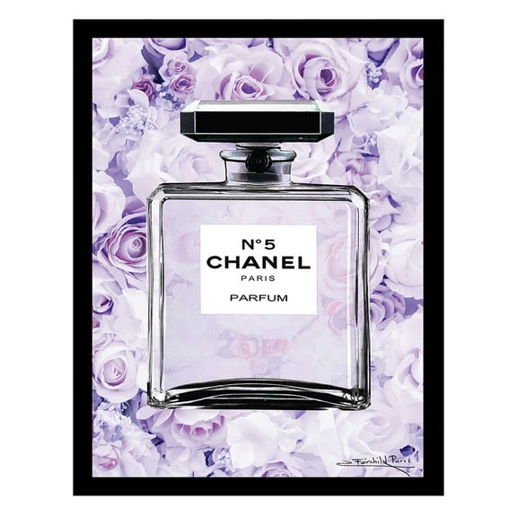Fashion Floral Glam Perfume Bottle - Framed Print