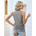 thumbnail image 4 of Camisetas Sin Mangas Fruncidas para Mujer, Camisetas Sin Mangas con Cuello Redondo, Top Ajustado, Ropa Informal Elegante de Verano 2025. Gris XXL, 4 of 8