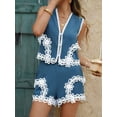 thumbnail image 4 of Women'S Summer Two Piece Sets Sleeveless Floral Button Down Tops and Short Sets Blue S, 4 of 8