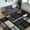 Square, variant on HR Geometric Stripes Area Rug 8x10 [7'.5" x 10'.5"] Oval Pattern Modern Black & Grey Carpet Comfy shed Free Stain Resistant