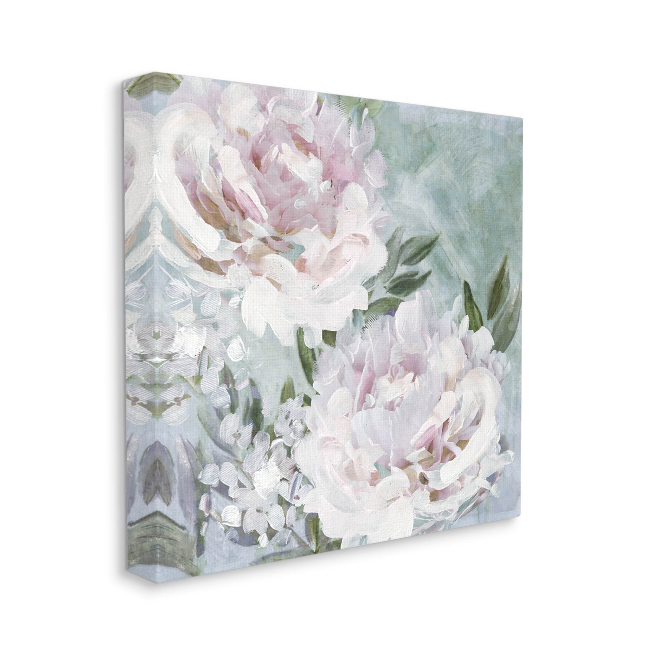 Fluffy Pink Peonies Floral Botanical & Floral Graphic Art Gallery Wrapped Canvas Print Wall Art