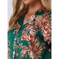 thumbnail image 5 of DARING DIVA Women's Silk Short Sleeves Floral Satin Pajama Sets S Green Orange, 5 of 7