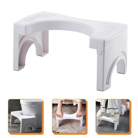 FRCOLOR White Plastic Folding Toilet Stool for Home Use Comfortable Squatting Design Easy to Clean