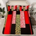 thumbnail image 2 of Homewish Modern Geometric Full Size Sheets,Gold Cheetah Print Bed Sheets,Red Zebra Stripes Sheet Sets For Adults,Microfiber Bedroom Decor,4-Piece, 2 of 7