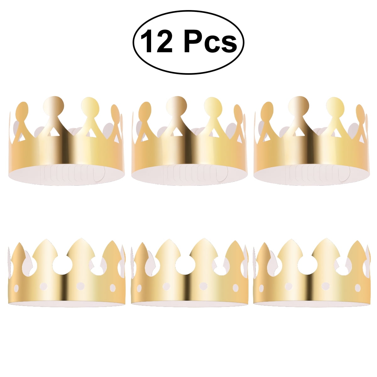 12pcs Golden Crown Hats Child Crown Cap Birthday Celebration Baby Shower Hat Cute Party Supplies Photo Props