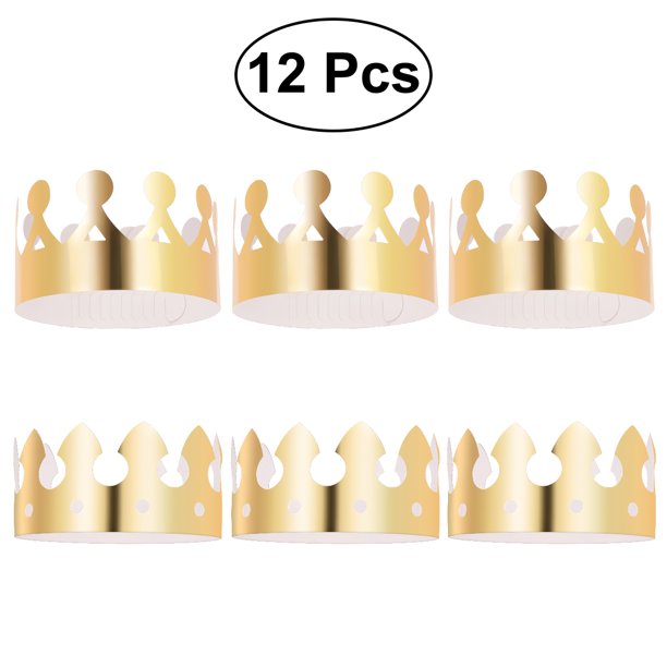 KAKOWELY 12 piezas de sombreros de corona dorada para niños, coronas de cumpleaños, celebraciones, baby shower, suministros para fiestas, accesorios para fotos
